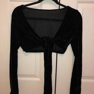 Black velvet crop top